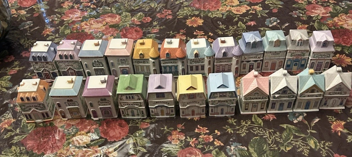 Lenox China Spice Houses. 1 missing & 2 have small chips. NO RACK!