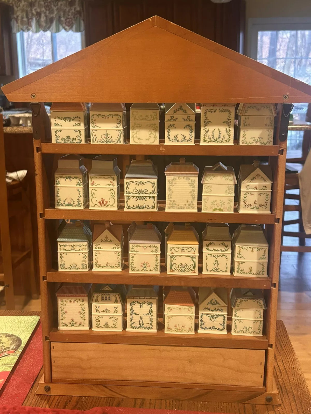 Vintage 1989 Lenox Spice Village Spice Jar Complete Set of 24 Houses with Rack