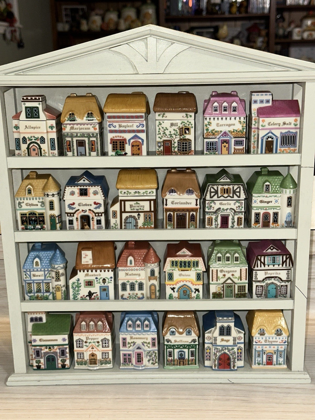 VTG Lenox Canterbury Crossing 1994 24 Spice Jars Wall Mount Display Rack GRAIL  All in very good unused condition.. one jar is missing the rubber stopper thing.
